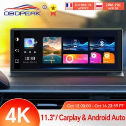 K2 Pro 11.3" Dash Cam 4K 2160P Car DVR Recording Carplay & Android Auto Wireless Connection 5G WiFi GPS Navigation Dashboard