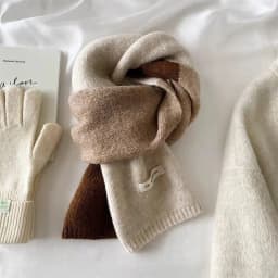 Laide's Scarves Korean Contrasting Color Sweet Simple Versatile Winter Knitted Thickened Velvet High-quality Luxury Brand Scarf