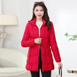 Autumn Winter Warm Thin Jacket Long-sleeved Jacket Parkas Hooded Middle age Women Cotton-padded Tops Mother Female Overcoat