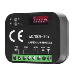 Universal Frequency 300-900MHz Garage Door Receiver AC DC 9-30V AC 85-250V 2CH Switch Module 433 868MHz Transmitter