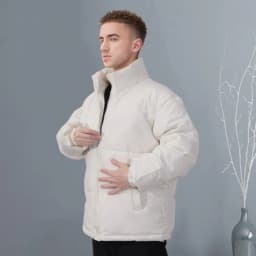 Scratch-resistant Outerwear Men Cotton Coat Men's Cotton Down Coat with Stand Collar Thickened Winter Outerwear Jacket Long