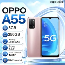 5G LTE OPPO A55 6.52" Display 8+256GB 13MP AI Main Cam 5000mAh Battery 18W Fast Charge New Arrival Dual SIM Unlocked Smartphone