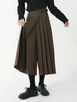 [EAM] High Elastic Waist Bandage Pleated Elegant Wide Leg Pants New Trousers Women Fashion Tide Spring Autumn 2026 1DH9564