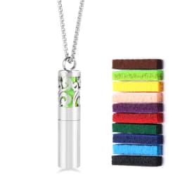 Cylindrical Aromatherapy Essential Oil Diffuser Necklace Storage Bottle Stainless Steel Pendant Fashion Perfume Lockets Jewelry