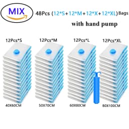 5/12/48PCS Vacuum Storage Bags For Clothes,Bedding,Space Saving Bags Storage Vacuum Seal Packet,Folding Compressed Organizer Bag