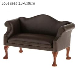 Doll house sofa furniture model simulation double leather sofa Miniature Furniture Armchair Sofa Footstool Doll Decor Toy
