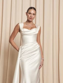 Customized Elegant Satin Mermaid Wedding Dresses Sweetheart Wide Strap Bridal Gown Pleated Side Train vestidos de novia