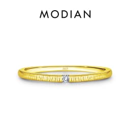 MODIAN 925 Sterling Silver Irregular Cross Line Concave And Convex Metal Texture Rings For Women Fashion Gold Color Fine Jewelry