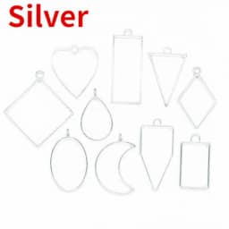 10 Pcs/Set Geometric Metal Pendant Frame Set DIY Pendant Making Epoxy UV Crystal Mold for Jewelry Necklaces