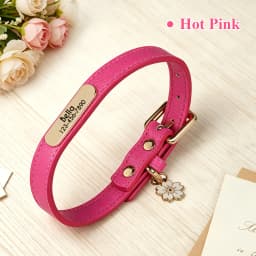 Personalized PU Leather Dog Collar Free Custom Dog Name Collars Pet Puppy Necklace With Cute Tag Soft For Small Medium Dogs Cats