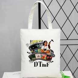 Bad Bunny tote bag einkaufstasche personnalisable foldable reusable shoulder femme