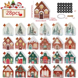 6/28PCS Christmas Paper House Shape Pendants Xmas Tree Christmas Decorations For Home 2024 Navidad Natal New Year Gifts 2025