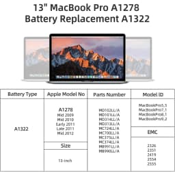 Battery A1278 A1322 for Apple MacBook Pro 13"" [Mid 2012 2010 2009 Early 2011 Late 2011] - High Performance