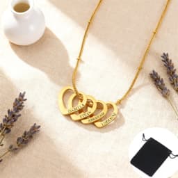 Customized Name Date Love Necklace Stainless Steel Personalized Carving Name 1-4 Heart Shaped Love Necklace Couple Family Gift