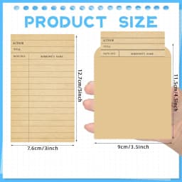 Library Card Pocket with Envelopes25Pack Self Adhesive Book Checkout Out Cards - Due Date Note Cards Vintage Library Card