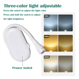 Mini LED Nightlight Clip Light Rechargeable Stepless Dimming 3-Color Temperature Hose Table Lamp for Reading-Ideal Holiday Gift