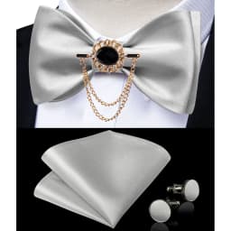 Exqusite Men's Self-tie Bowties Wedding Neck Ties For Man Accessories Cufflinks Hanky Brooch Set Red Black Yellow Blue Bowtie