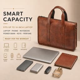 2026 New Men's Genuine Leather Briefcase Top-Grain Cowhide Vintage Business Handbag Shoulder Crossbody Messenger Bag