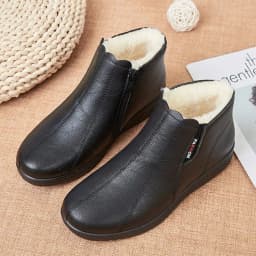 2025 Top Quality Mom Leather Ankle Boots Women Non-slip Winter Fur Snow Boots Female Wedge Oxford Sneakers Womens Winter Shoes