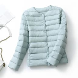 Women's Ultralight Down Liner Jacket, Collarless Packable Puffer Coat, Warm Thin Winter Layer, O-Neck Portable Padded Parka