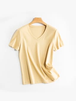 SuyaDream Women Solid T Shirts, Silk Cotton Blend, O Neck, Short Sleeved Solid Tee, 2025 Summer Candy Colors Basic Cozy Top Gree