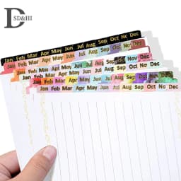 60Pcs/5Sheets Colorful Monthly Tabs Adhesive Planner Index Stickers For Office Planner Organizan Decorative Sticker