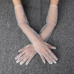 55cm DIY Cosplay Thin Transparent Mesh Long Women Solid Gloves Prom Party Accessories Etiquette Photo Shoot Anime Exhibition