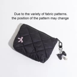 Quilted Bow Makeup Bag, Portable Travel Pouch for Lipstick, Earphones, and Small Items, Exquisite Handheld Clutch