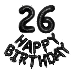 Black 32-Inch Number 1-30 Balloons and 16-Inch 'Happy Birthday' Letter Foil Balloons Set Birthday Party Decoration Supplies