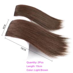 2Pcs Synthetic Short Straight Pad Invisible Hair Extension Lining of Hair Top Side Cover Hairpiece for Women