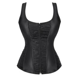 Women Corset with Straps Black Overbust Corset Plus Size Floral Jacquard Corset Zipper Top Gothic Steampunk Corset Bustier