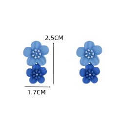 New Blue Color Dangle Earring for Women Round Metal Flower Leaf Crystal Gem Star Brincos Sweet Wedding Party Jewelry Xmas Gift