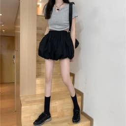 Lucyever 2025 Spring Fluffy Bloomer Shorts for Women Solid High Waist Loose Cute Shorts Female Korean All Match Short Pants
