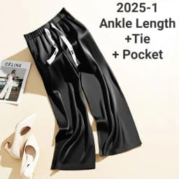 High Waist Silk Drape Straight Leg Pants Women's Casual Trousers Elegant Draped Straight Pants High Waist Silk Pants