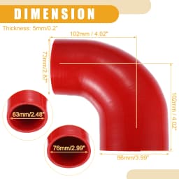 UXCELL 51mm ID to 63mm ID 51mm ID to 76mm ID Universal 90 Degree Elbow Silicone Hose Coupler Turbo Intercooler Intake Piping