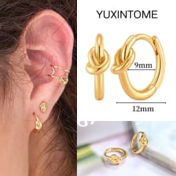 Pave Micro Crystal North Star Hoop Earrings Punk 925 Sterling Silver Ear Needle Twist Gold Earrings For Women Minimalist Jewelry