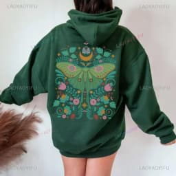 Bug Goblincore Moon Phases Moth Hoodie Luna Moth Sweatshirt Dark Academia Clothing Cottagecore Top Witchy Sweater Insect Tshirt
