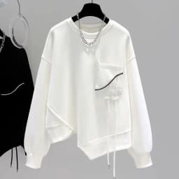 Korean Fashion Solid Color Hoodless Sweatshirt Women's Spring and Autumn New Temperament Loose Thin Niche Design Short Top