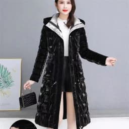 Thick Women's Windproof Long Mother's Down Cotton Coat Women's 2026 Winter Fashion Warm Slim Waist Wrapped Parka Hooded Lace-Up