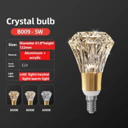 Modern Acrylic Diamond-Cut E27 E14 LED Bulb Chandelier Warm White Light cold 4000k Plug-in Hanging Lamp for Living Room Decor