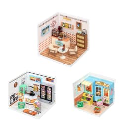 Robotime Rolife Super Creat Plastic DIY Miniature House Cafe Energy Supply Store Funny Toys Building Block Sets for Kids DW003