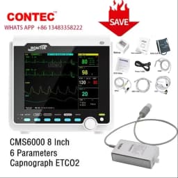 CONTEC CMS6000 Adult Neonate Vet Portable 6 Parameter Patient Monitor vital signs monitor ECG NIBP RESP SPO2 PR TEMP