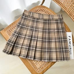 High Waist A-Line Skirt Summer New Plaid Pleated Anti-Light Small Size Women's Fashion Short Skirt Gathered Zipper Style