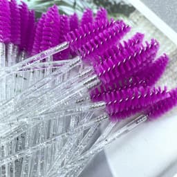 50pcs Eyelashes Brush Crystal Diamond Handle Makeup Brush Mascara Wands Eyelash Extension Tool Supplies Applicator Spoolers