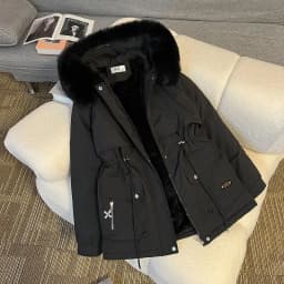 Women's Short Thickened Cotton Jacket with Fur Collar Winter New Style Loose Fit Warm Inner Fleece Large Size Coat Zipper