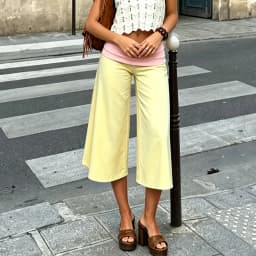 Capri Pants for Women Low Rise Fold Over Capri Yoga Pant Soft Comfy Flowy Wide Leg Capris Culottes Bottoms
