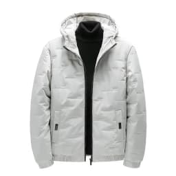 Thermal Insulated Jacket Men's Hooded Thermal Jacket Windproof Quilted Coat with Zipper Pockets Lightweight Warm for Autumn