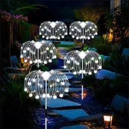 Solar Starburst Firework Stake Lights 60-420LED 8 Modes Waterproof IP54 Rating Garden Yard Pathway Warm White White Colorful Day