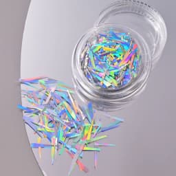 1 Jar Glass Effect Line Nail Sticker Sparkly Irregular Aurora Glass-Paper Nail Art Sequins Laser Iridescent Cellophane Glitter