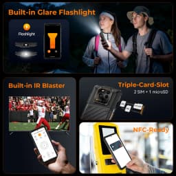 RugOne Xever 7 5G Rugged Phone Android 15 Smartphone 512GB ROM 12+12GB RAM 6.67" 120Hz AMOLED NFC 5500mAh Swappable Battery